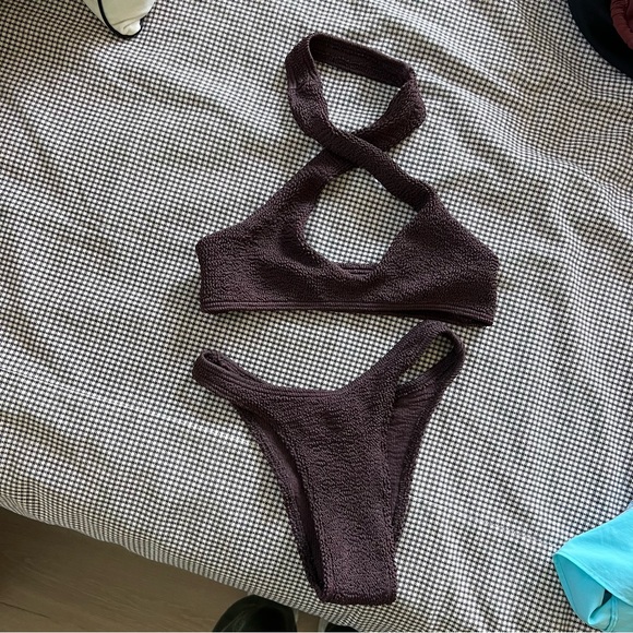 REVOLVE Other - NWOT Bond Eye Carmen Crop Halter Bikini Top & Bottom- OS - Chocolate